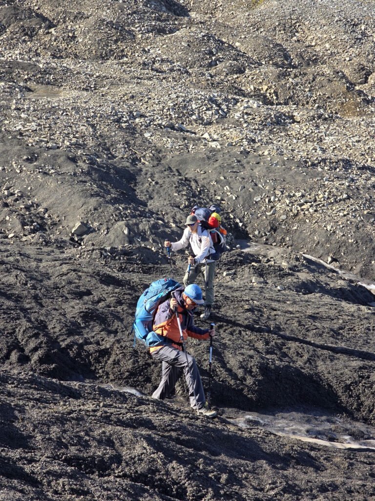 Crossing a small glacier