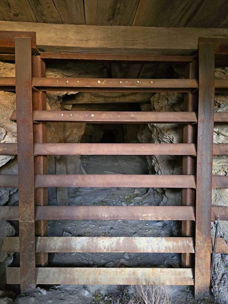 Barred mine entrance