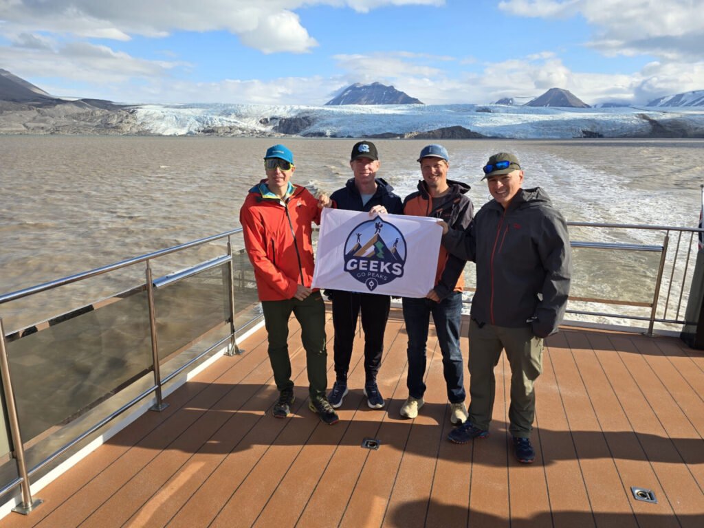 Holding a flag on the boat