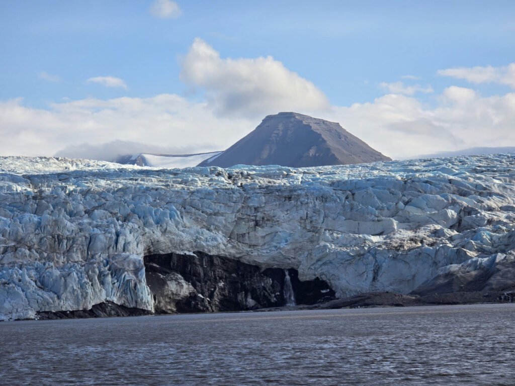 Glacier sliding into the fjord
