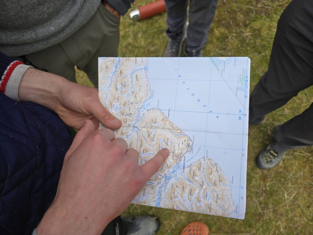 Hikers looking at a map