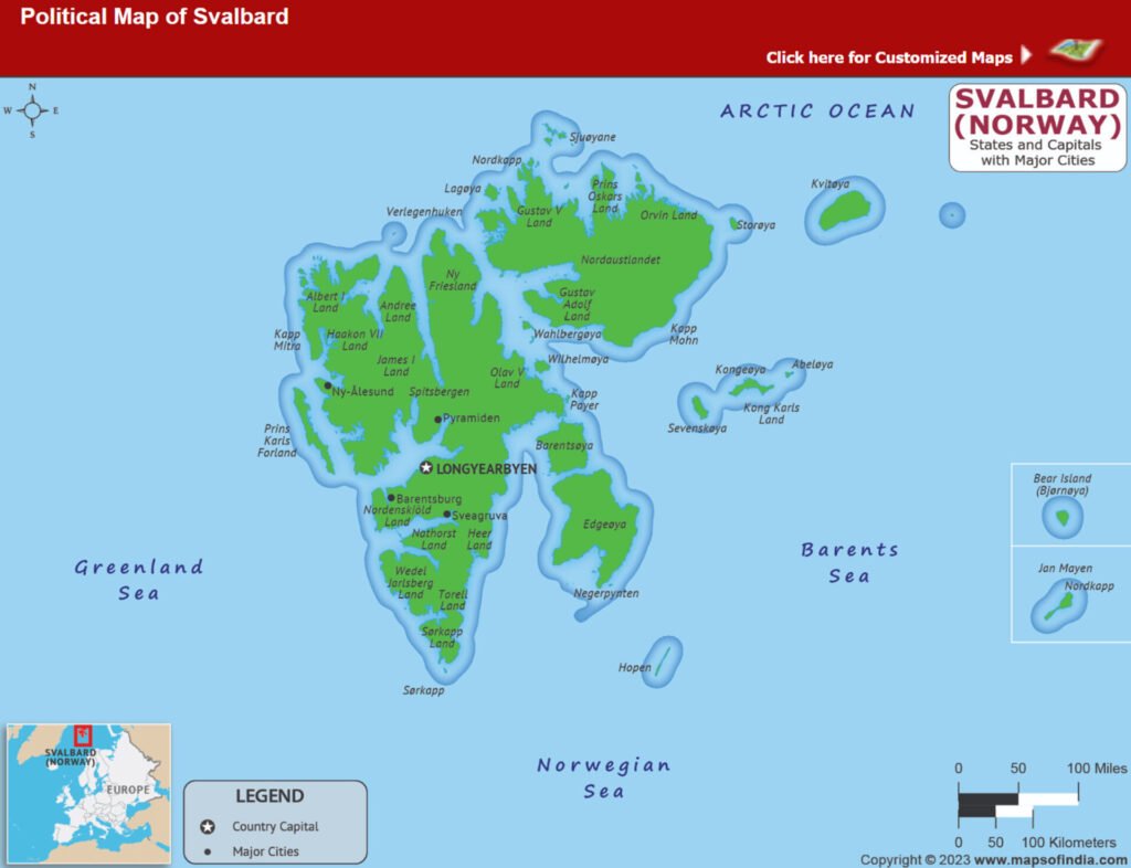 Political map of Svalbard