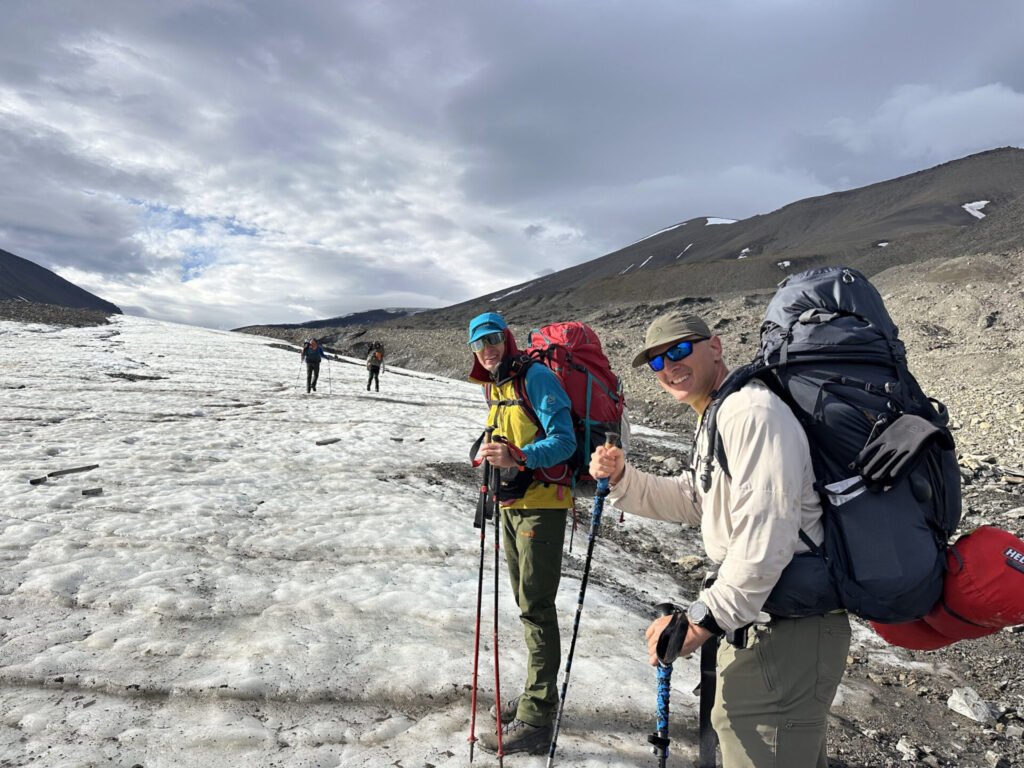 Group walking on a glacier